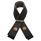 Çanta Aksesuar 30 cm Gerçek Deri Siyah Renk Çıtçıtlı Sap Antik Metalli