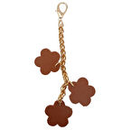 Çanta Aksesuar Suni Deri Çiçek Süs Püskül Sarkaç Süs Taba Renk Light Gold Zincirli