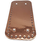 Çanta Aksesuar Parlak Rugan Deri 25x12 cm Dikdörtgen Çanta Tabanı Bakır Renk Gümüş Metalli