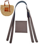 Çanta Aksesuar Suni Deri Cepli Ayarlanabilir Çift Saplı Çanta Seti Koyu Kahverengi Light Gold Metalli