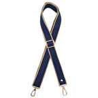 Nusrat Bilişim Çanta Aksesuar 120x3 cm Polyester Kolon Çanta Sapı Lacivert Renk Bej Şeritli Light Gold Metalli