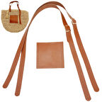 Çanta Aksesuar Gerçek Deri Cepli Ayarlanabilir Çift Saplı Çanta Seti Taba Renk Light Gold Metalli