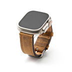  Crayz Taba Gerçek Deri Apple Watch Kordon Seri 1-8, SE, Ultra ve Ultra 2 ile uyumlu