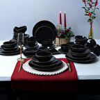 Keramika Ege Siyah Gold Yemek/Kahvaltı Takımı 44 Parça 6 Kişilik