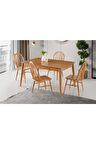 Zeta Amerikan Ağaç Açılır Yemek Masa Sandalye Takımı 90x140