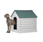 Omnipazar SY-5101 Dış Mekan Plastik Büyük Pet Köpek Kulubesi Yeşil-Taş Gri