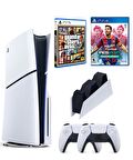 Sony Playstation 5 Slim Cd Edition + 2. DualSense Ps5 Kol + Sarj istasyonu + Pes 21 + GTA 5 (ithalatçı Garantili)