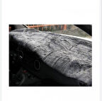 Universal Oto Cam Önü Torpido Koruyucu Peluş 140×45cm Gri Renk