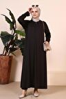 Kadın Buyuk Beden Fermuarlı Tam Tesettur Uzun Namaz Elbisesi