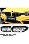 Bmw F36 4 Serisi Diamond Ön Panjur Uyumlu Izgara Böbrek Piano Black & Krom Desen 1. Kalite -