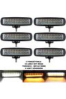 Off Road Led Lamba Turuncu - Beyaz Renk 3 Fonksiyonlu 18 Led 4 X 15 Cm 6 Adet -