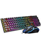Valkyrie T-Wolf TF270 Rainbow RGB Mekanik Hisli Gaming Klavye Mouse Seti Punk Keycap İNGİLİZCE