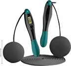 Valkyrie Çift Led Dijital Sayaçlı 4 Modlu Akıllı Çelik İp Atlama Fitness Kondsiyon Yeşil