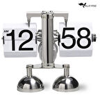 Valkyrie Retro Metanik Yaprak Saat Ev Ofis Masa Saati Paslanmaz Çelik Çift Bacak Beyaz