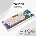 Everest KB-98 SILENT TKL Beyaz/Gri Mavi Rainbow Q Membrane Klavye