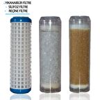 Daire Bina Sayaç Girişi 10" İnc 3 Aşama (Yıkanabilir , Silifoz  , Reçine ) Yedek Filtre Seti 