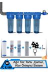 Daire Bina Sayaç Girişi 10" Inc 4 Aşama Su Arıtma Cihazı (AĞIR TOZ TORTU,ÇAMUR VE KLOR ÖNLEYİCİ)