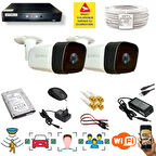 2 Kameralı Set - Araç İnsan Yüz Hareket Algılayan 36 IR Led 5MP Sony Lensli 1080P Metal Kasa Güvenlik Kamerası Seti 5236-1