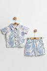 Erkek Bebek Yaprak Baskılı Şortlu Takım (9-12-18 Ay) Hipoalerjenik