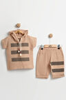 Erkek Çocuk Çizgili Kapüşonlu Müslin Yazlık Takım (2-3-4-5 Yaş) Yumuşak
