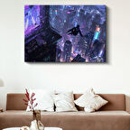 Gökdelen Atlayışı - Mor Şehir Anime Kanvas Tablo