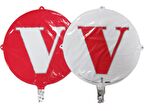 FOLYO BALON HARF V ÇİFT TARAFLI KIRMIZI-BEYAZ 18'' - PAKETTE 1 ADET