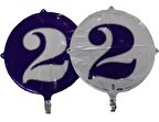 FOLYO BALON RAKAM 2 ÇİFT TARAFLI MOR-BEYAZ 18'' - PAKETTE 1 ADET