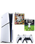 Playstation 5 Slim Standart Edition + 2. PS5 DualSense + Fc 25 + GTA 5