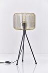 Kafes Tripod Abajur Metal Başlıklı Gold