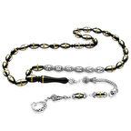 Kararmaz Metal Püsküllü Pirinç Sarmal Arpa Kesim Gümüş İsim Yazılı Beyaz Mine Dolgulu Kuka Tesbih