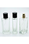 Parfüm Şişesi 50 ml 5 Adet Şeffaf Dikdörtgen Model Kolay Kapama