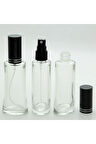 BOŞ PARFÜM ŞİŞESİ 50 ML (3 ADET) SİYAH KAPAK PLASTİK VALF EYFEL BOŞ ŞİŞE