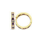 Altın Mor Taşlı Çocuk Küpe