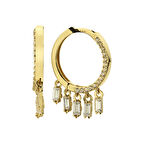 Altın Taşlı Halka Küpe