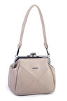 Nas Bag Mini Vintage Burslu Klipsli Kadın Omuz ve Çapraz Çanta Kum Victoria ( 20x17 cm)