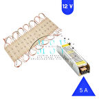 12 Volt 1.5 Watt 3 Lensli 10 Adet Beyaz Işık Modül ve 5 Amper Slim Trafolu Set