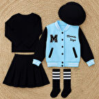 Kız Çocuk 5 Parça Kombin – Ceket, Etek, Badi, Çorap ve Şapka – 2/12 Yaş