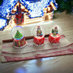 VIP 3 ADET RENKLİ LED IŞIKLI SULU KAR KÜRESİ NOEL BABA KAR KÜRESİ KARDAN ADAM ÇAM AĞACI KAR KÜRESİ