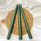 10 PCS CHRISTMAS CANDLE METALLIC BRIGHT GREEN CANDLESTICK 10 ADET YEŞİL ŞAMDAN MUMU YILBAŞI MUMLARI