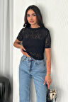 Kadın Dantel Kısa Kollu Bluz – Bold Grace