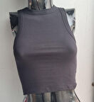 Kadın Fitilli Halter Yaka Crop Atlet