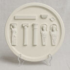 7 Parça Figürlü Yuvarlak El Yapımı Dekoratif Tabak Seti