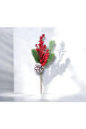 Yılbaşı Süsü Kozalaklı Berry Dal Kırmızı Yeşil 25 cm