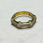 Masaliko Vio 4 Gümüş Yüzük Ms3687, Altın Kaplama, 925 Ayar Gümüş