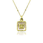 Masaliko Kelebek Sedef İthal Gümüş Kolye Ms3798, 925 Ayar Gümüş Kolye, İthal Ürün, Altın Kaplama