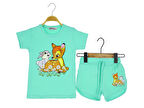 Kız Çocuk Şortlu Takım Tavşan Ceylan Baskılı