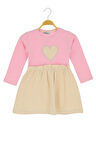 Kız Çocuk Elbise Kalpli Taşlı