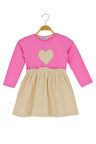 Kız Çocuk Elbise Kalpli Taşlı