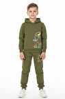 Erkek Çocuk Eşofman Takım Dinozor Baskılı Şardonlu Kışlık