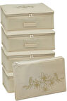 5 Parça Bavul , Valiz Içi Seyahat Tipi Hurç Düzenleyici Seti - 30x30x11 Cm BEJ